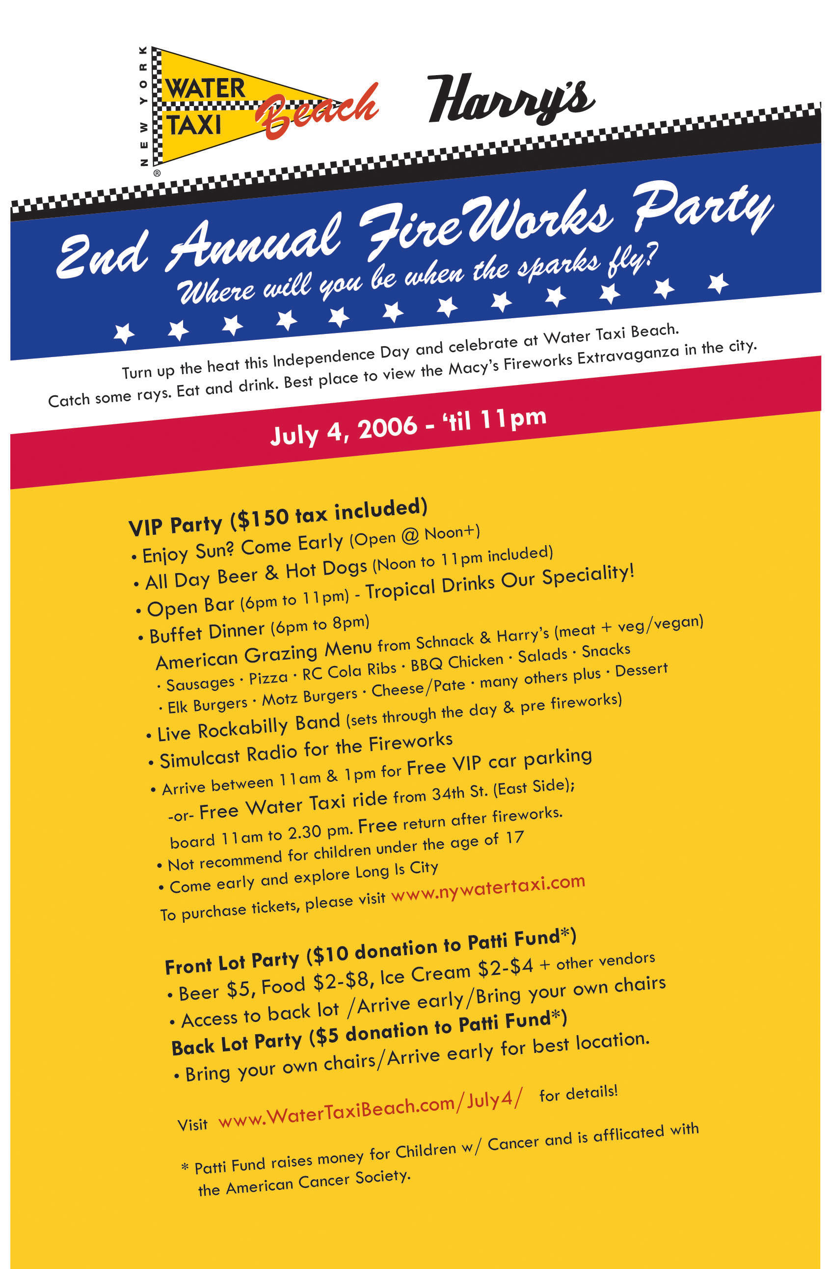 Water Taxi Beach July 4 flyer